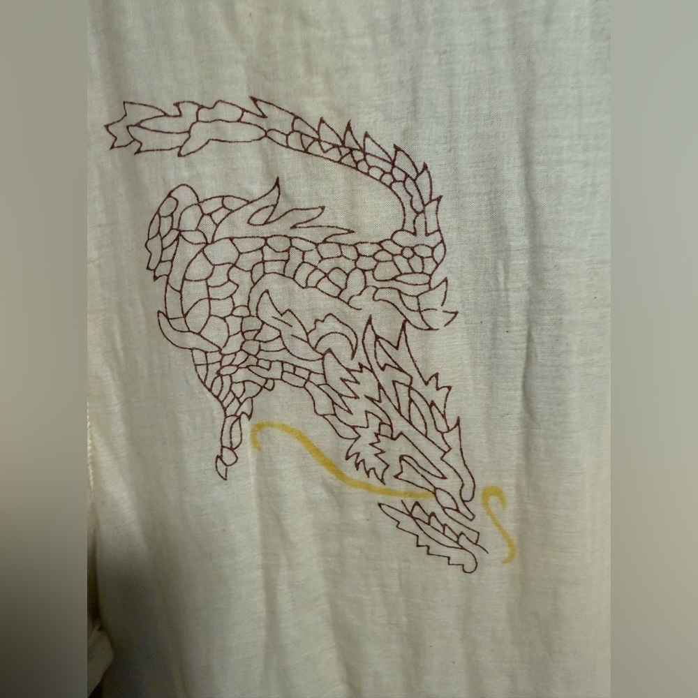 Dolma Bohemian ivory Dress with Patterned Sleeves size large - Picture 6 of 9
